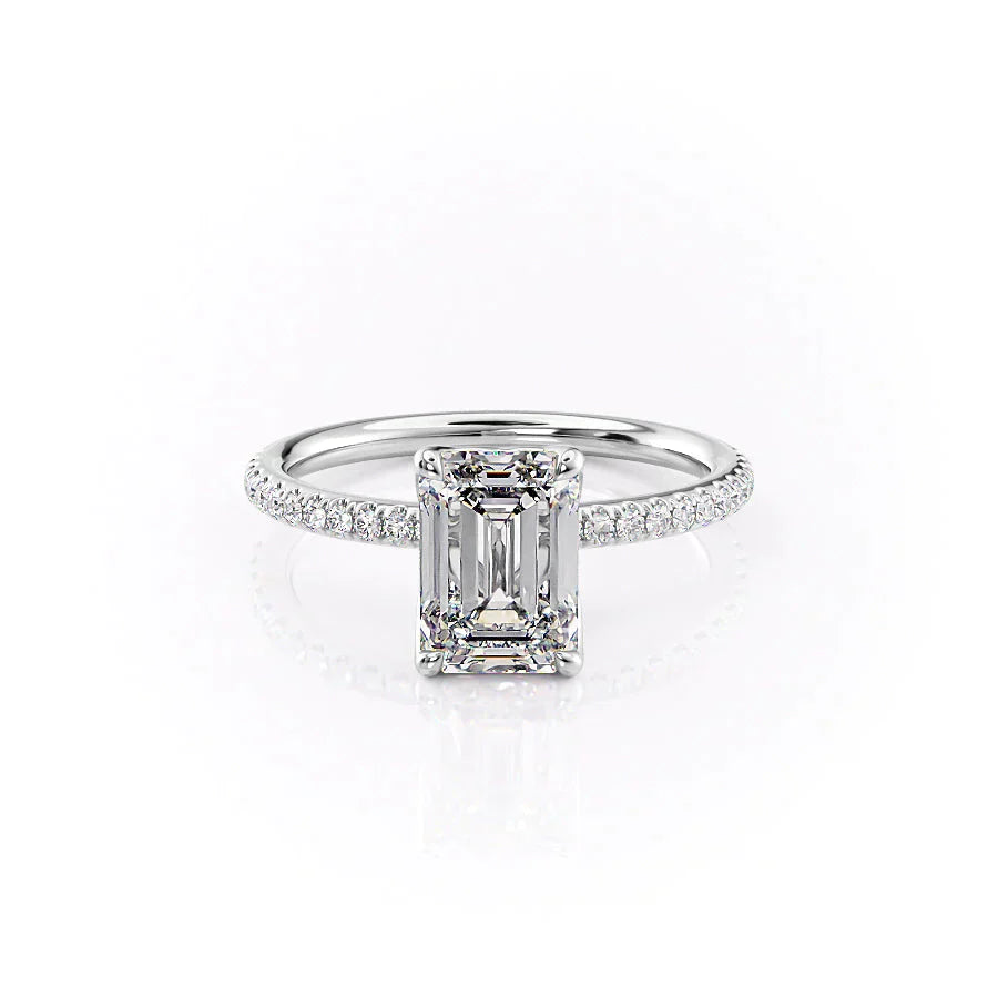 The Pave Alison Set With A 2.5 Carat Emerald Lab Diamond