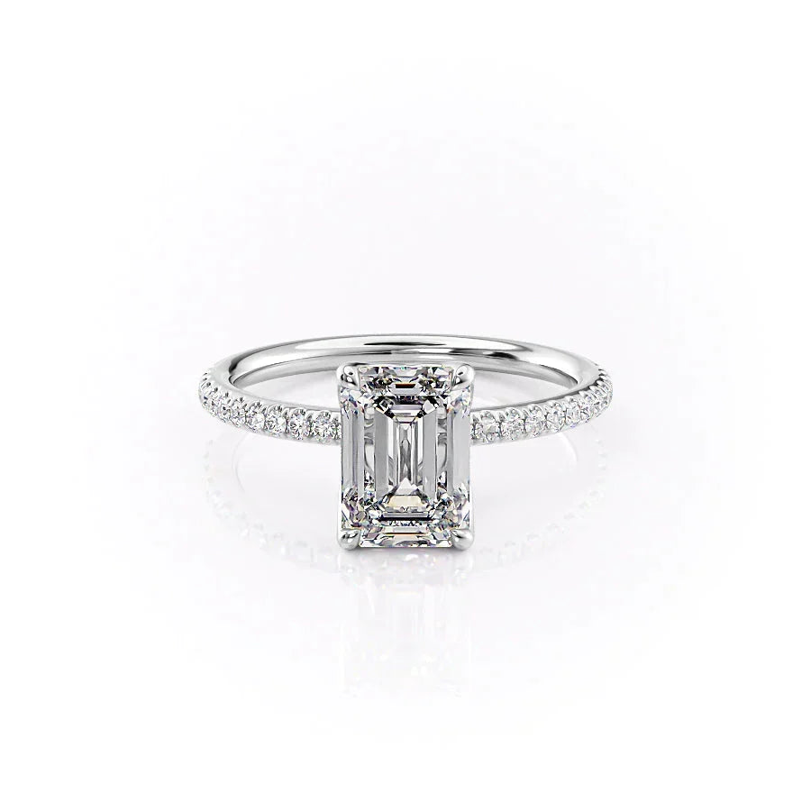 The Pave Alison Set With A Emerald Moissanite
