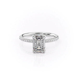 The Pave Alison Set With A 3.5 Carat Emerald Moissanite