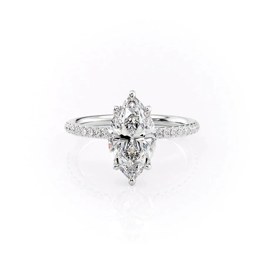 The Pave Alison Set With A 1.5 Carat Marquise Lab Diamond