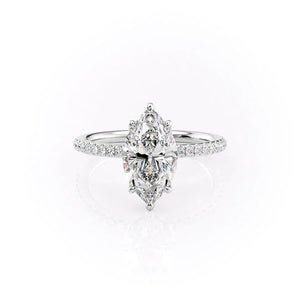 The Pave Alison Set With A 1.5 Carat Marquise Moissanite