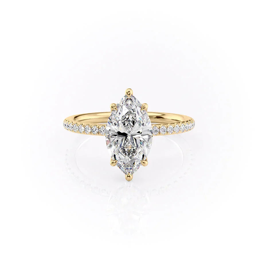 The Pave Alison Set With A 1.5 Carat Marquise Moissanite