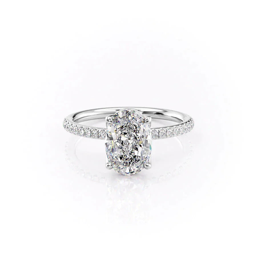 The Pave Alison Set With A 3.5 Carat Oval Moissanite