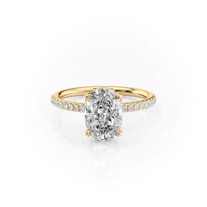 The Pave Alison Set With A 2.5 Carat Oval Moissanite