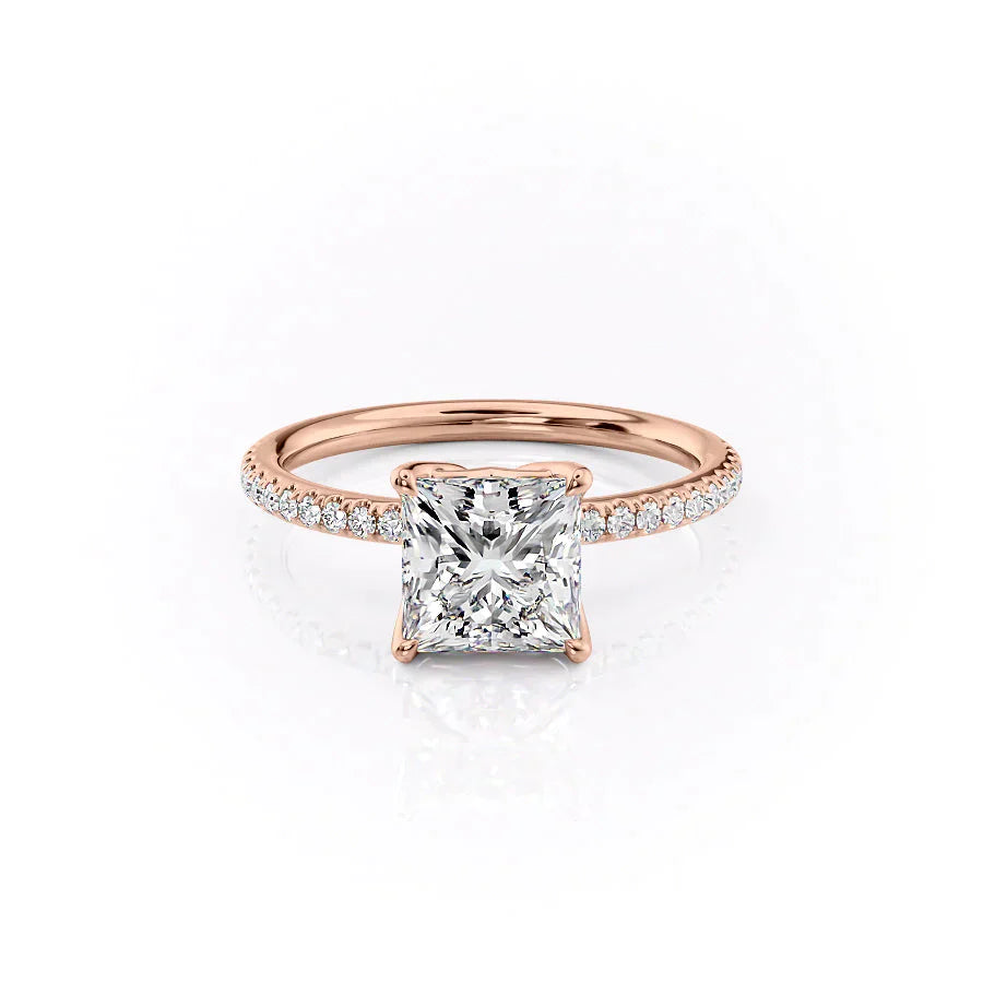 The Pave Alison Set With A 2.5 Carat Princess Moissanite
