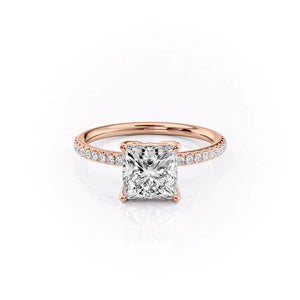 The Pave Alison Set With A 1.5 Carat Princess Lab Diamond