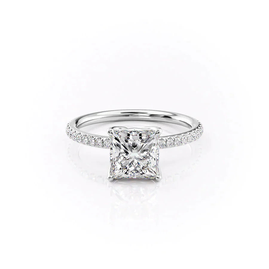 The Pave Alison Set With A 4.5 Carat Princess Moissanite