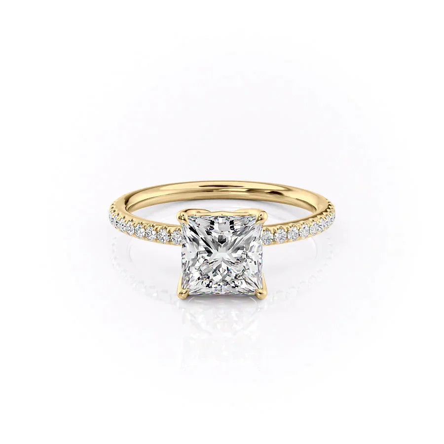 The Pave Alison Set With A 2 Carat Princess Lab Diamond