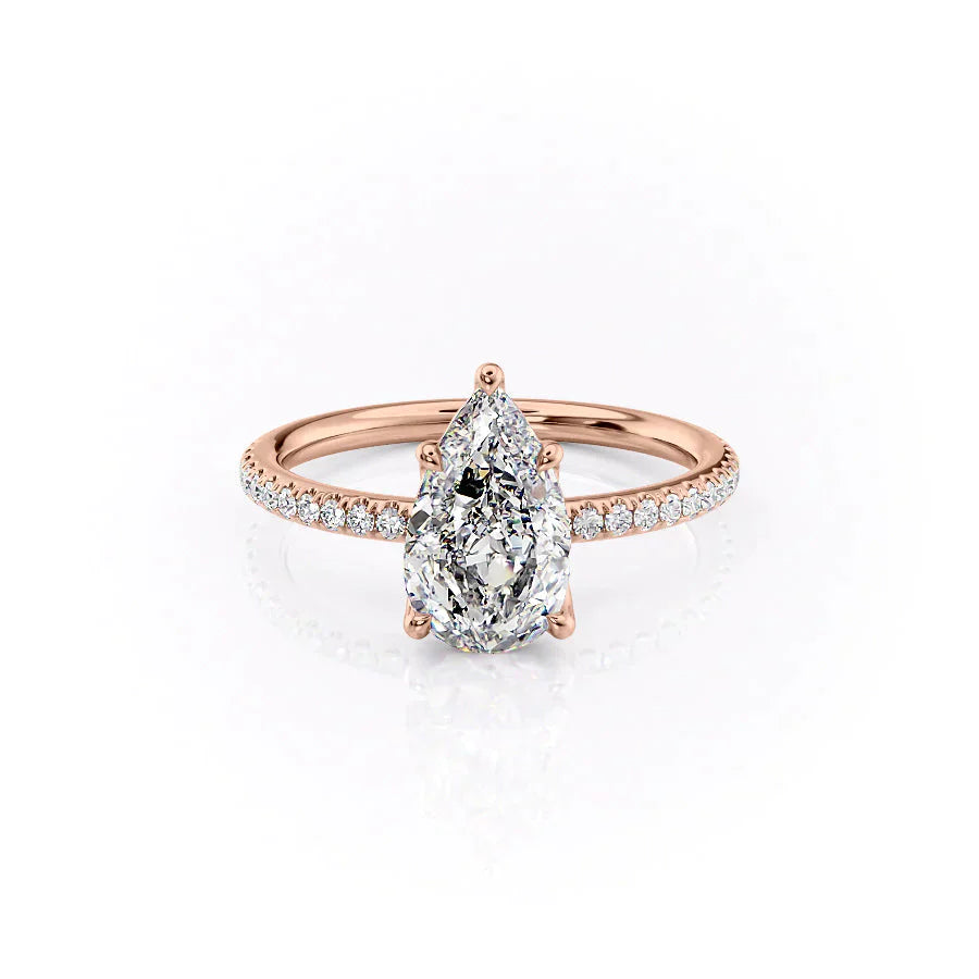 The Pave Alison Set With A 3 Carat Pear Lab Diamond