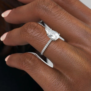 The Pave Alison Set With A 3 Carat Pear Lab Diamond
