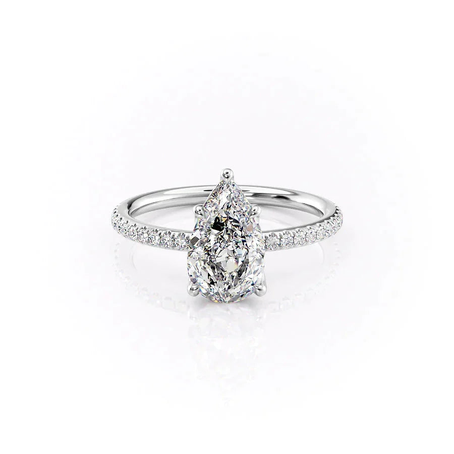 The Pave Alison Set With A Pear Moissanite