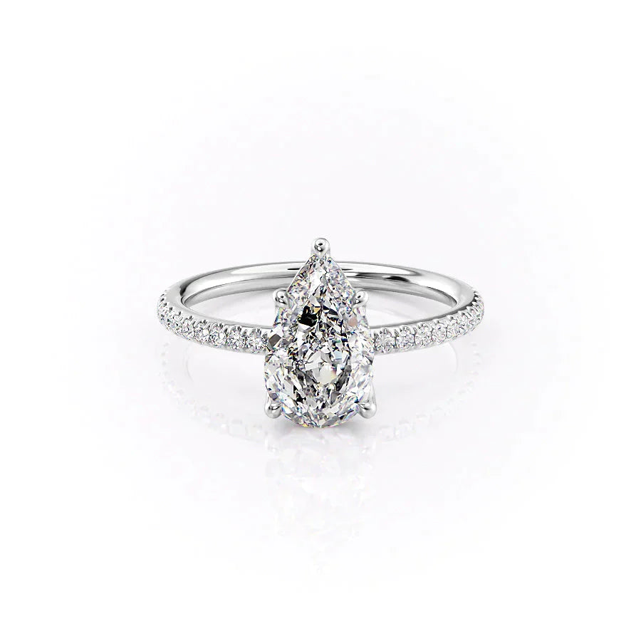 The Pave Alison Set With A 2 Carat Pear Lab Diamond