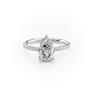 The Pave Alison Set With A 4.5 Carat Pear Moissanite