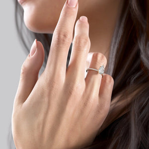 The Pave Alison Set With A 2 Carat Pear Lab Diamond