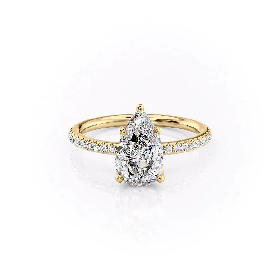 The Pave Alison Set With A 2 Carat Pear Lab Diamond