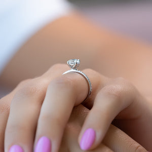 The Pave Alison Set With A 2 Carat Round Lab Diamond
