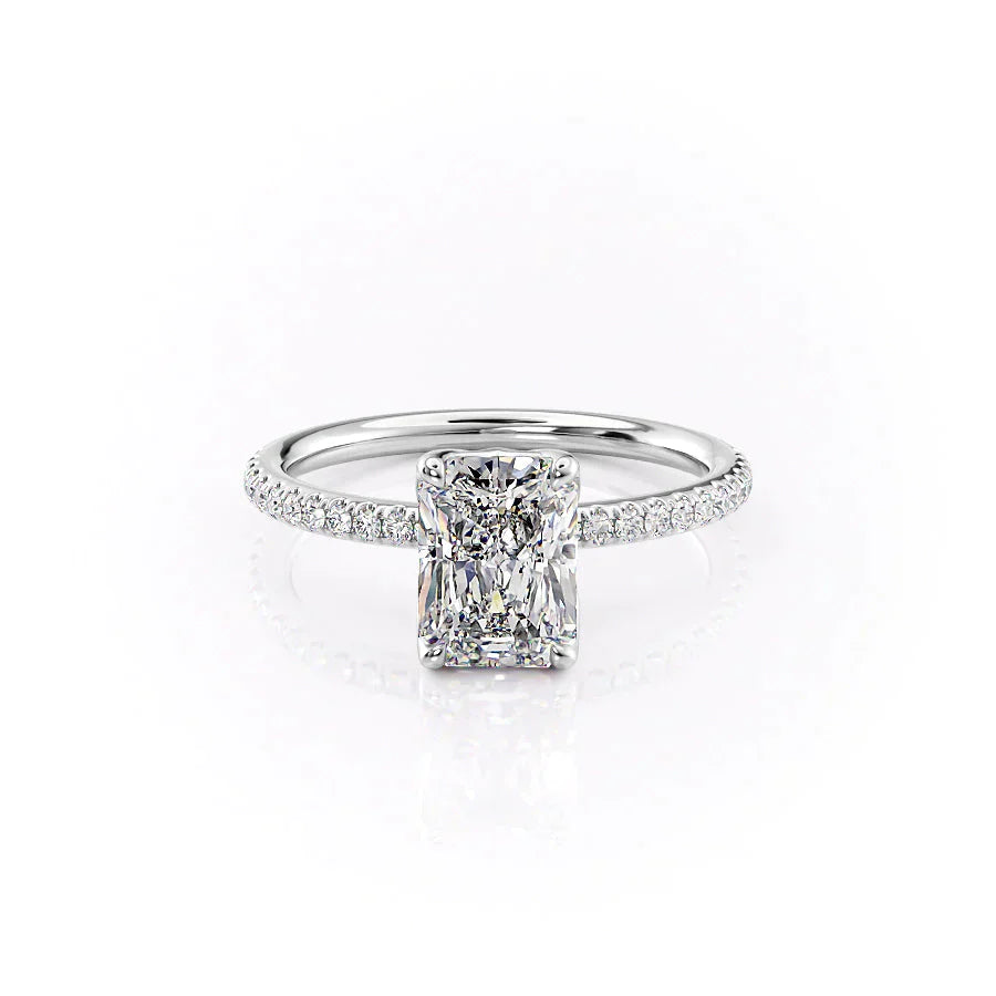 The Pave Alison Set With A 1 Carat Radiant Lab Diamond