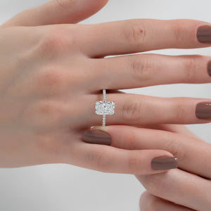 The Pave Alison Set With A 2 Carat Radiant Lab Diamond