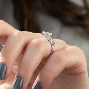 The Pave Alison Set With A 2 Carat Radiant Lab Diamond