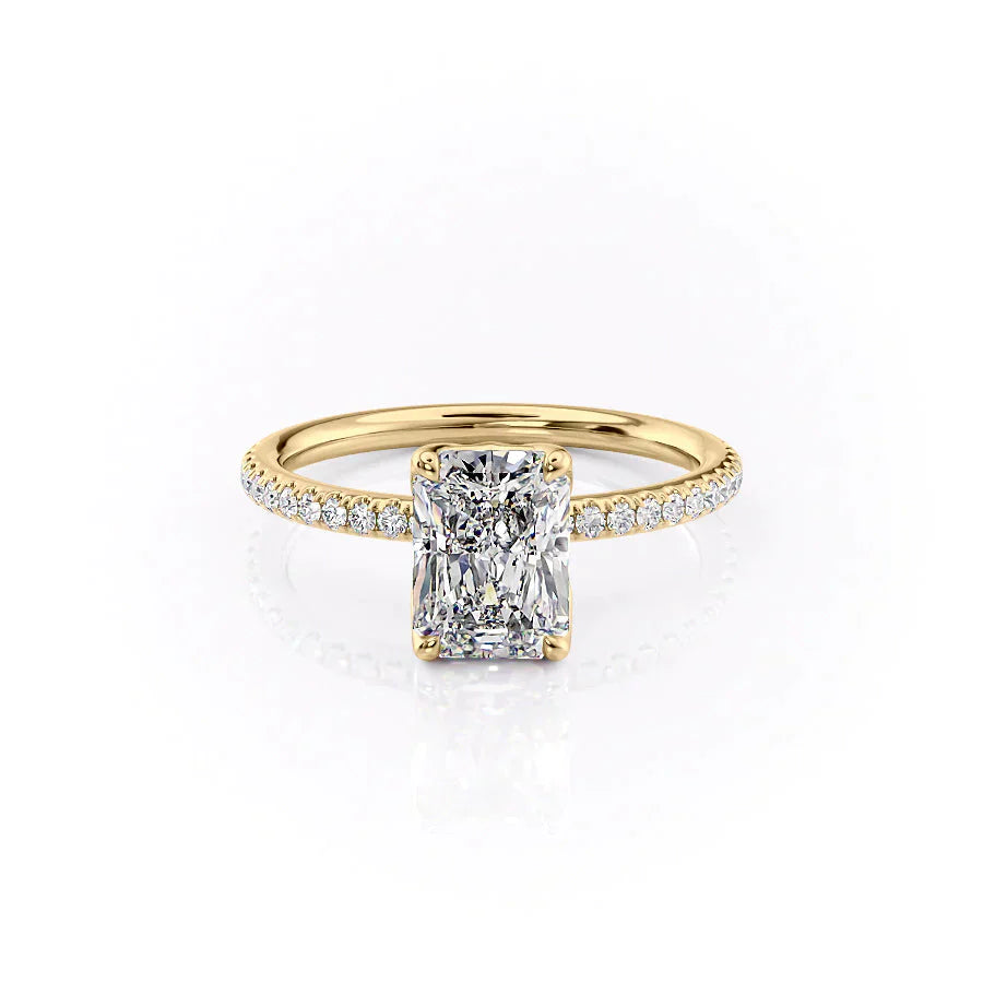 The Pave Alison Set With A 3.5 Carat Radiant Moissanite