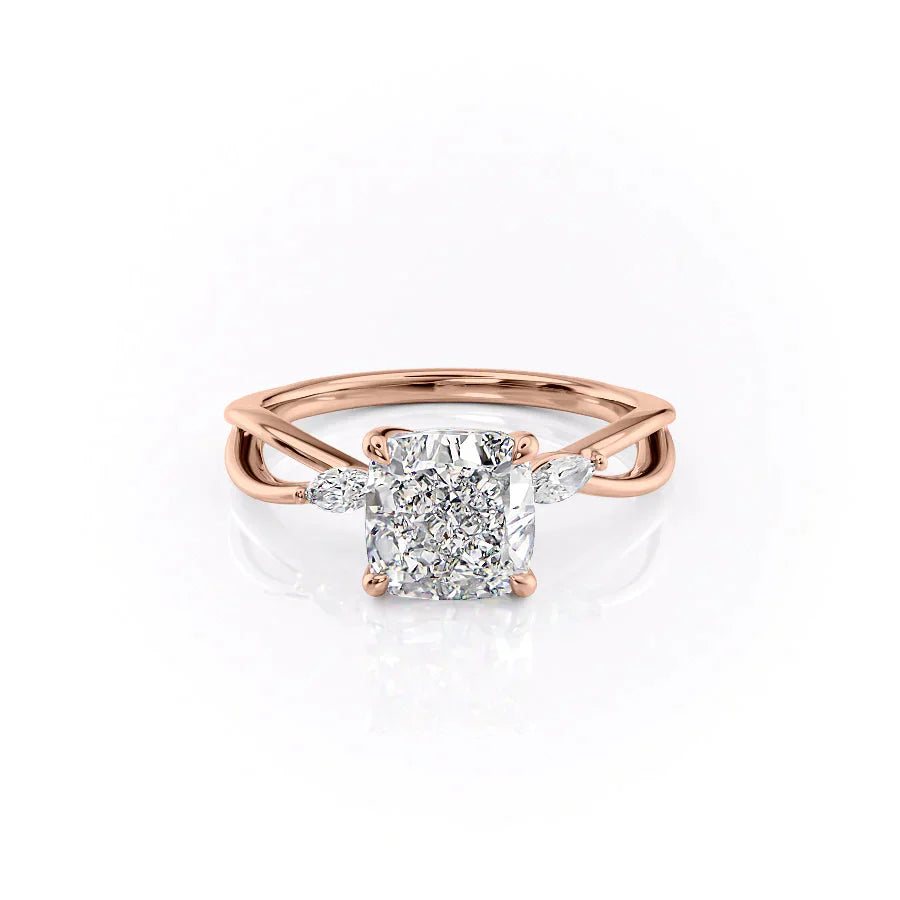 The Kelsey Set With A 3 Carat Cushion Lab Diamond