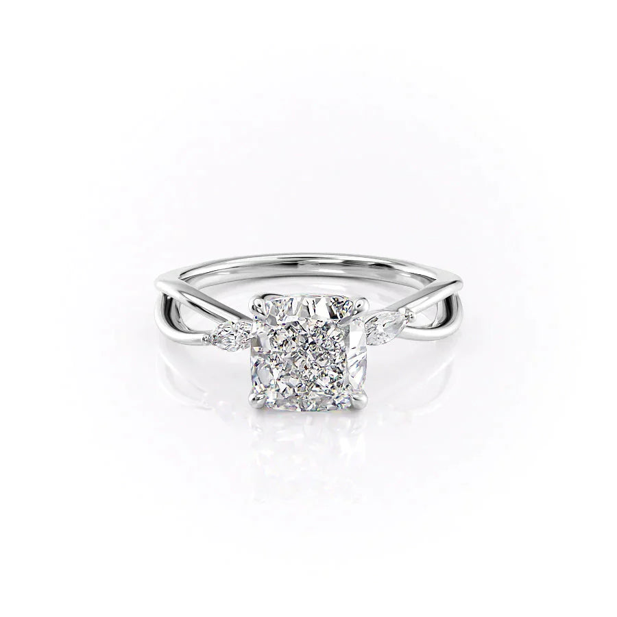 The Kelsey Set With A 3 Carat Cushion Lab Diamond