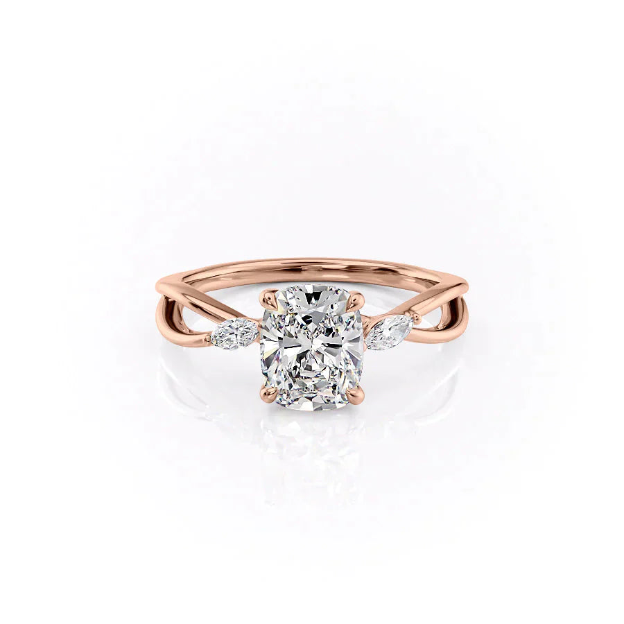 The Kelsey Set With A 2 Carat Elongated Cushion Lab Diamond