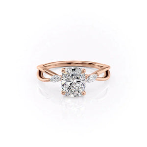 The Kelsey Set With A 2.5 Carat Elongated Cushion Lab Diamond