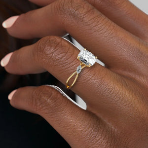 The Kelsey Set With A 3 Carat Elongated Cushion Lab Diamond