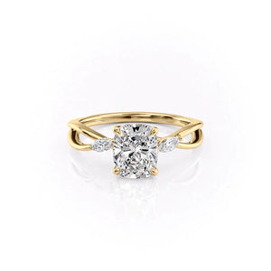 The Kelsey Set With A 2.5 Carat Elongated Cushion Lab Diamond