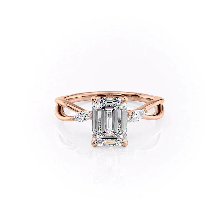 The Kelsey Set With A 3 Carat Emerald Lab Diamond