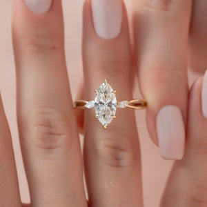 The Kelsey Set With A 1 Carat Marquise Lab Diamond