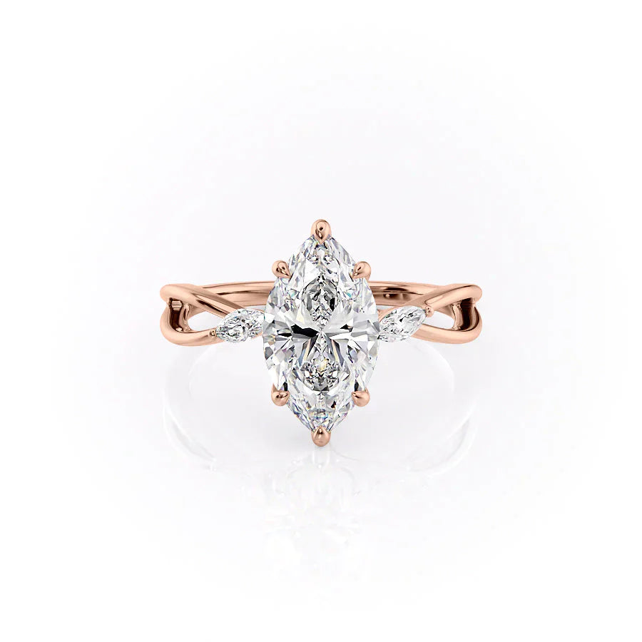 The Kelsey Set With A 1.5 Carat Marquise Moissanite