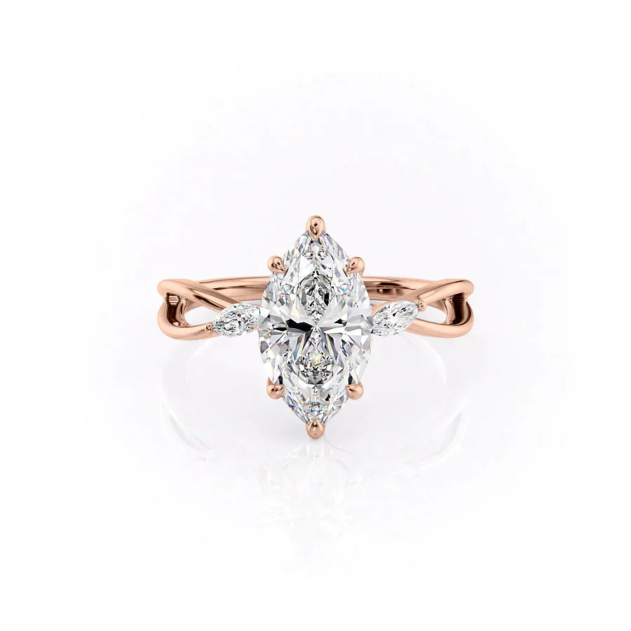 The Kelsey Set With A 1.5 Carat Marquise Lab Diamond