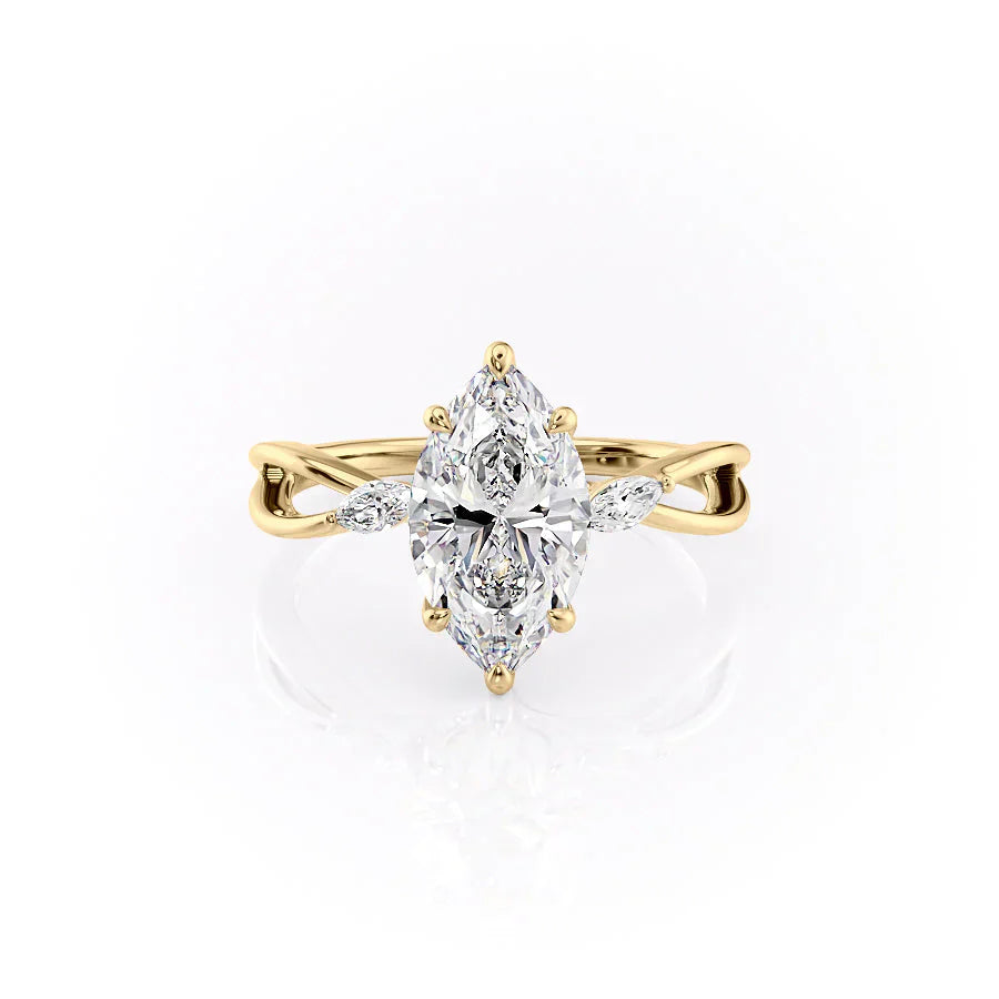 The Kelsey Set With A 1.5 Carat Marquise Moissanite