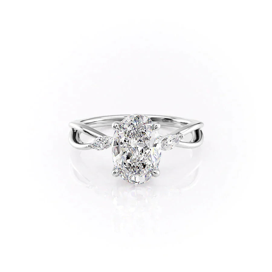 The Kelsey Set With A 1.5 Carat Oval Lab Diamond