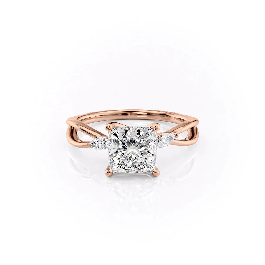 The Kelsey Set With A 3 Carat Princess Lab Diamond