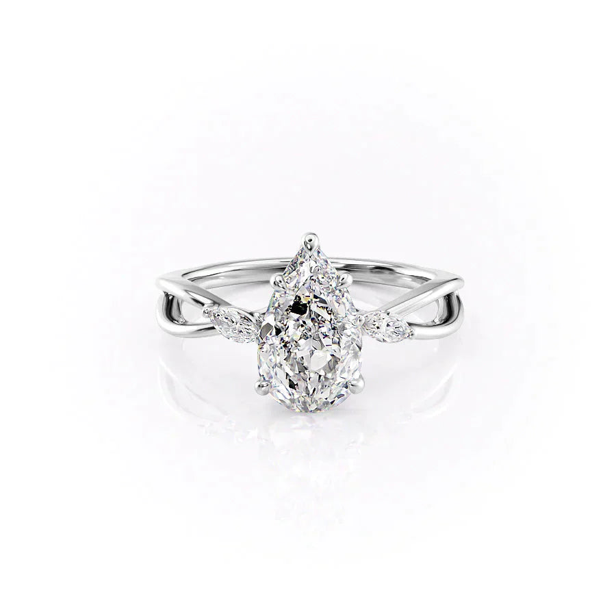 The Kelsey Set With A 3 Carat Pear Lab Diamond