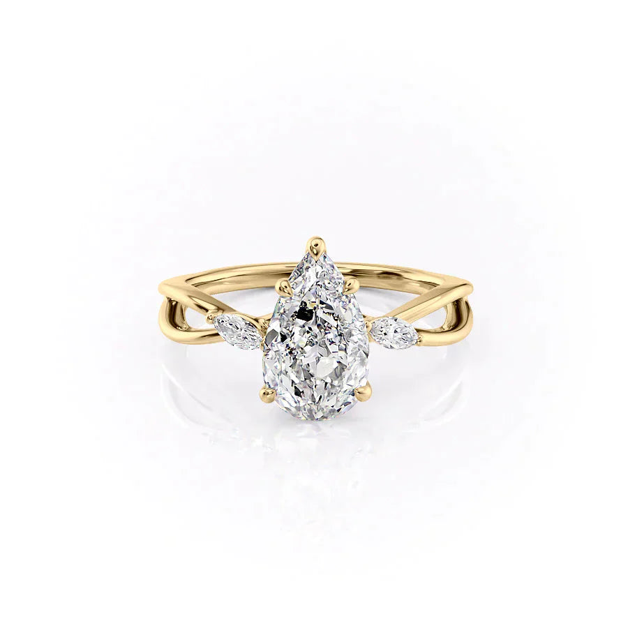 The Kelsey Set With A 1.5 Carat Pear Lab Diamond