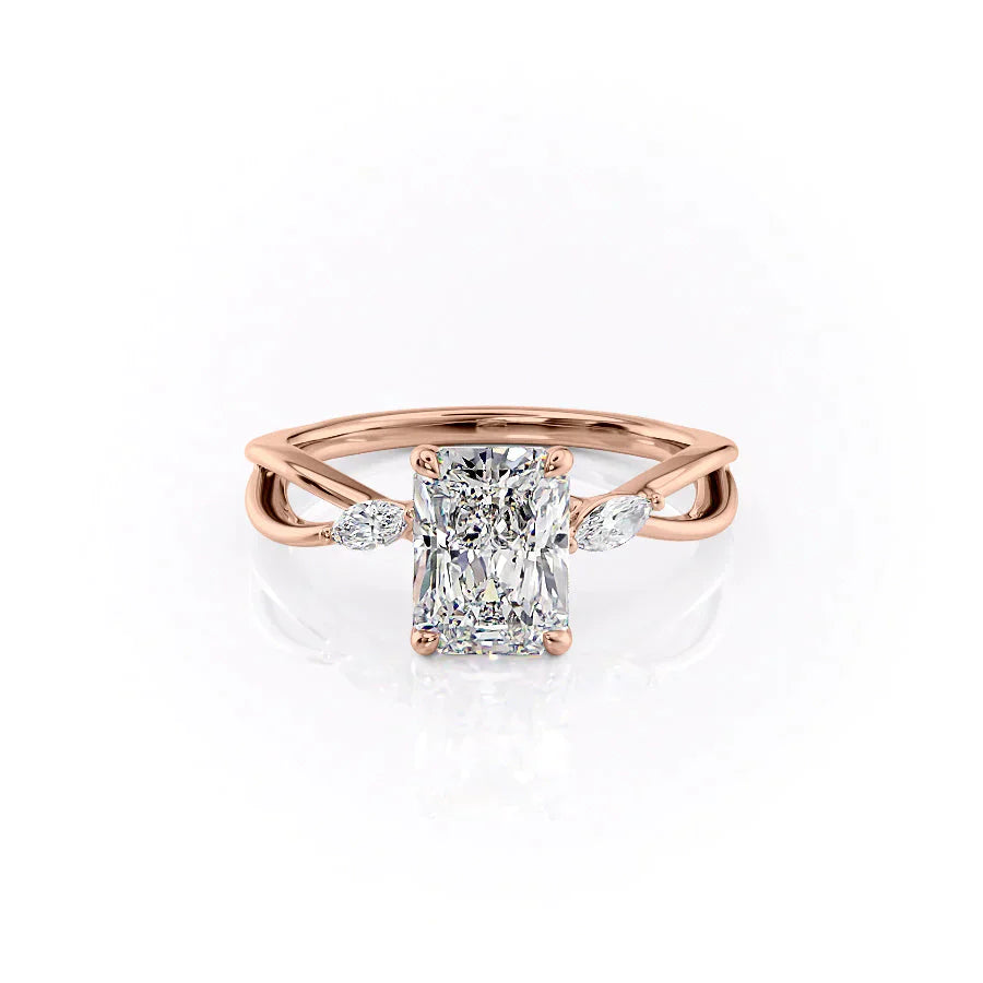 The Kelsey Set With A 2.5 Carat Radiant Lab Diamond