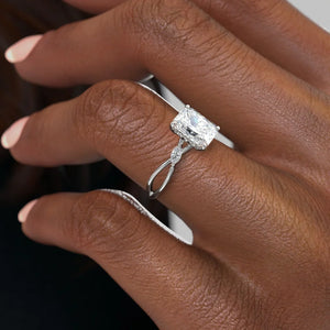 The Kelsey Set With A 1 Carat Radiant Lab Diamond