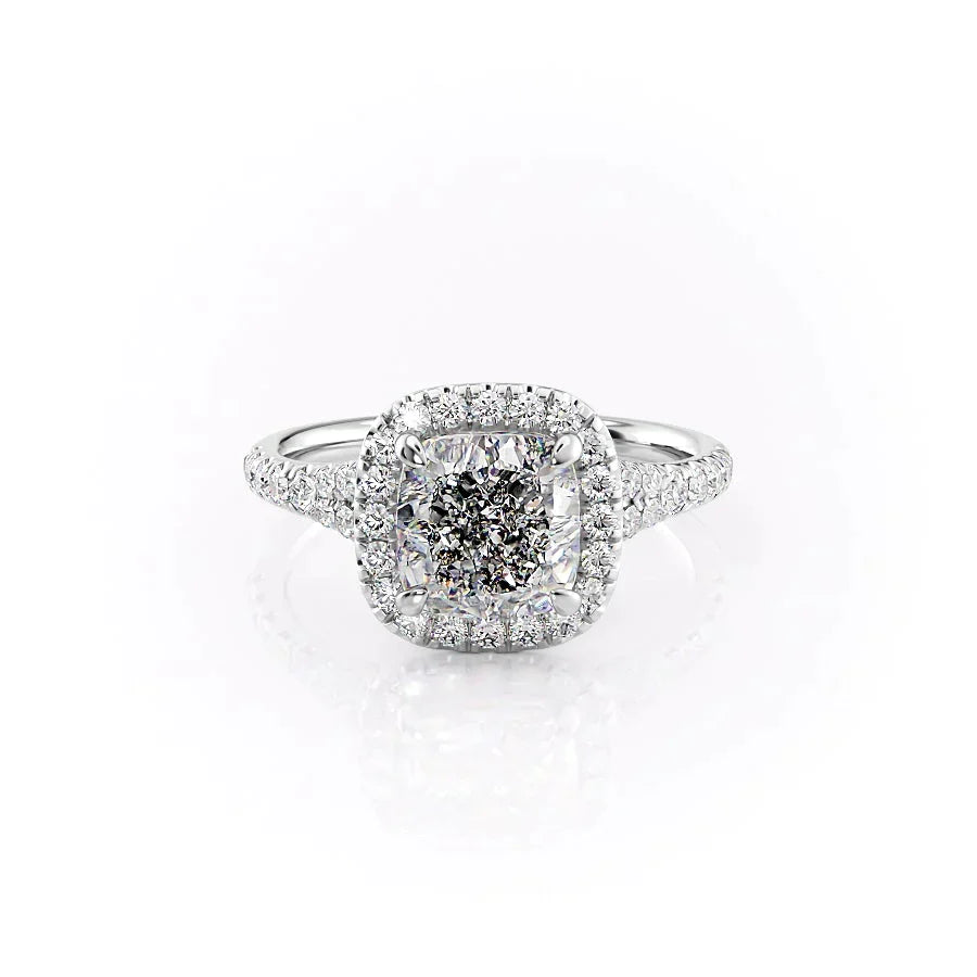 The Miley Set With A 2 Carat Cushion Lab Diamond