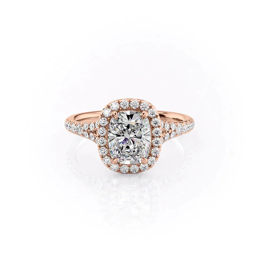 The Miley Set With A 2.5 Carat Elongated Cushion Lab Diamond