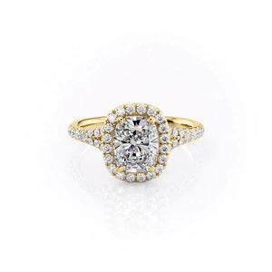 The Miley Set With A 1.5 Carat Elongated Cushion Lab Diamond