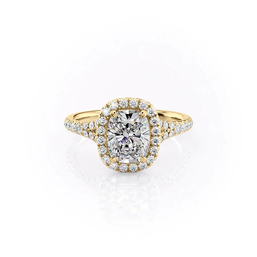 The Miley Set With A 2 Carat Elongated Cushion Moissanite