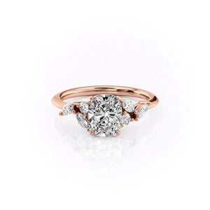 The Melissa Set With A 2.5 Carat Elongated Cushion Lab Diamond