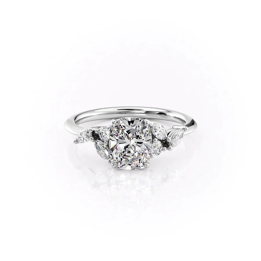 The Melissa Set With A 2 Carat Elongated Cushion Lab Diamond