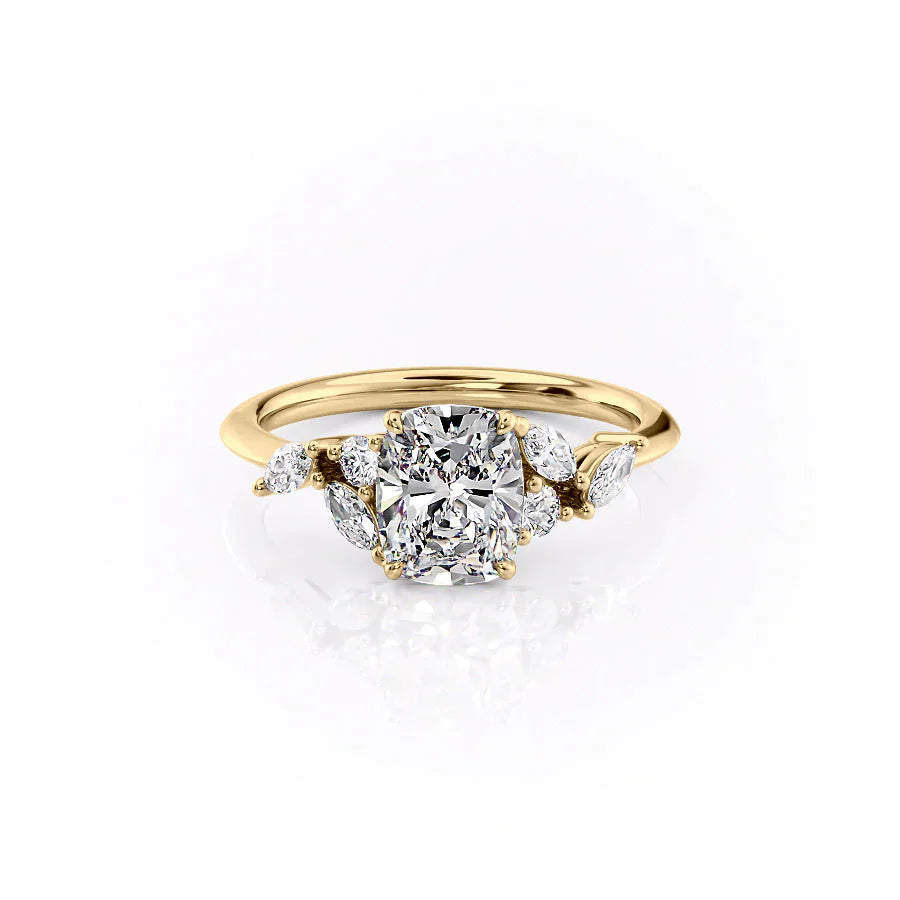The Melissa Set With A 2 Carat Elongated Cushion Lab Diamond