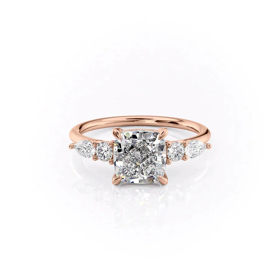 The Abigail Set With A 2 Carat Cushion Moissanite