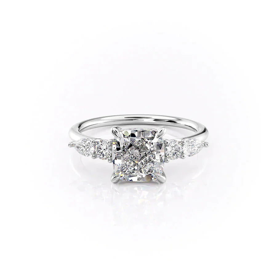 The Abigail Set With A 1.5 Carat Cushion Moissanite
